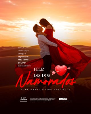 Feliz Dia dos Namorados 12 de Junho Social Media PSD Editável
