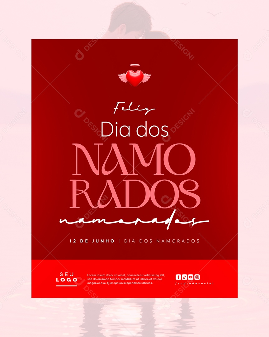 Feliz Dia Dos Namorados Social Media PSD Editável