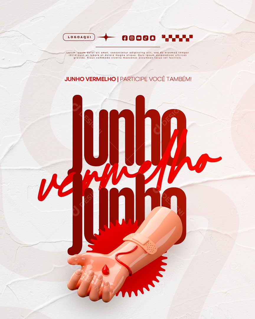 Campanha Junho Vermelho Social Media PSD Editável