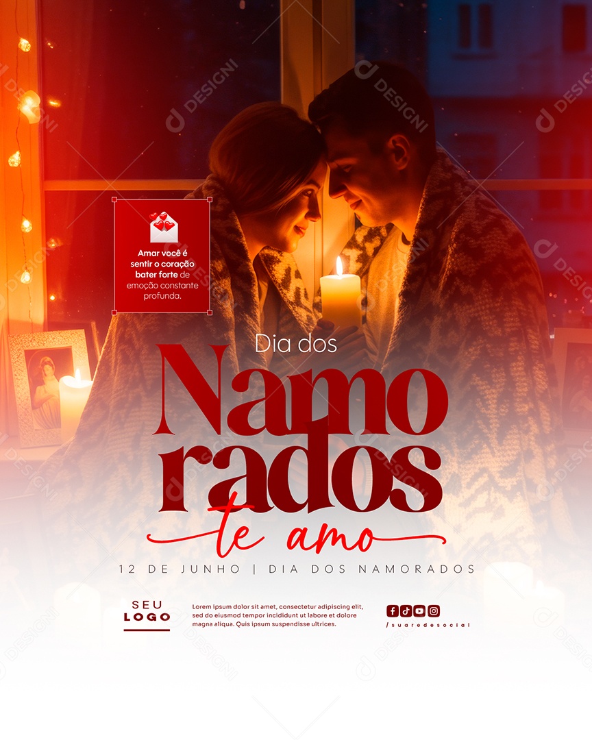 Feliz Dia Dos Namorados Te Amo Social Media PSD Editável