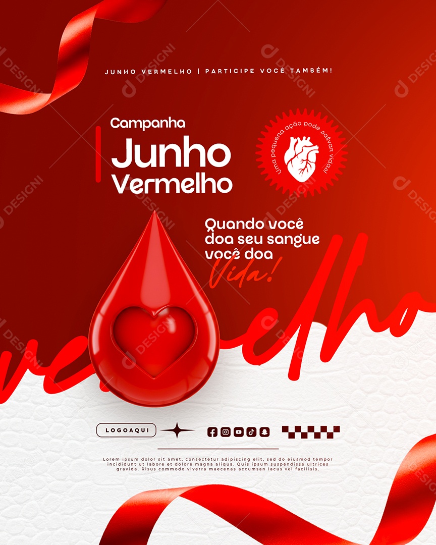 Campanha Junho Vermelho Social Media PSD Editável