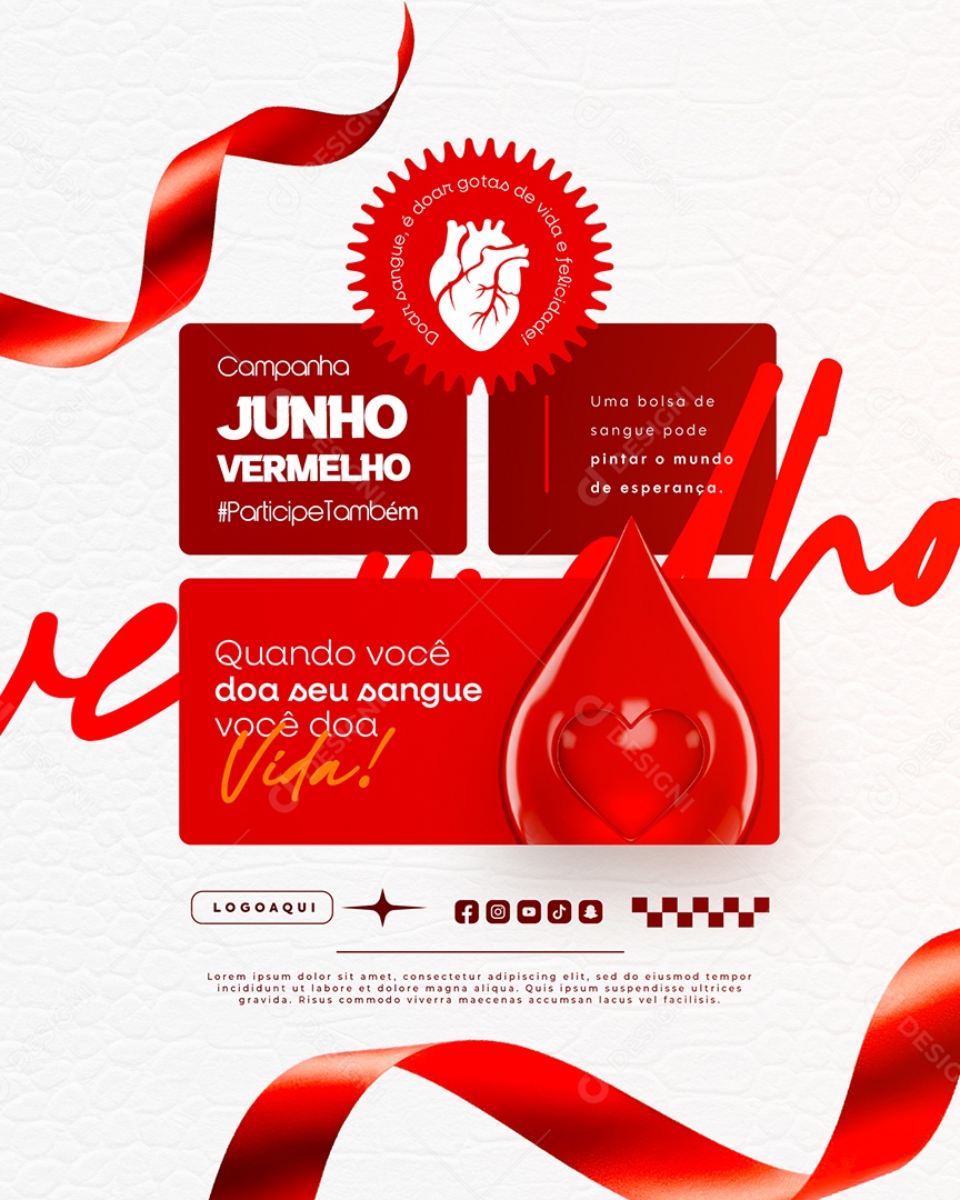 Campanha Junho Vermelho Social Media PSD Editável