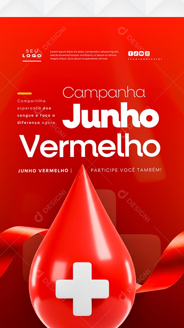 Story Campanha Junho Vermelho Social Media PSD Editável