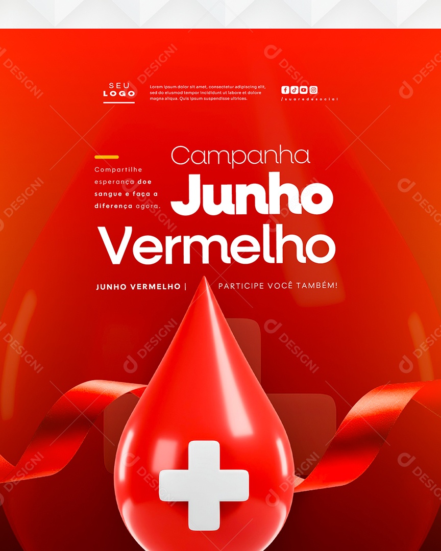 Campanha Junho Vermelho Social Media PSD Editável