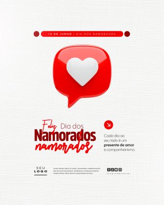 Feliz Dia dos Namorados 12 de Junho Social Media PSD Editável