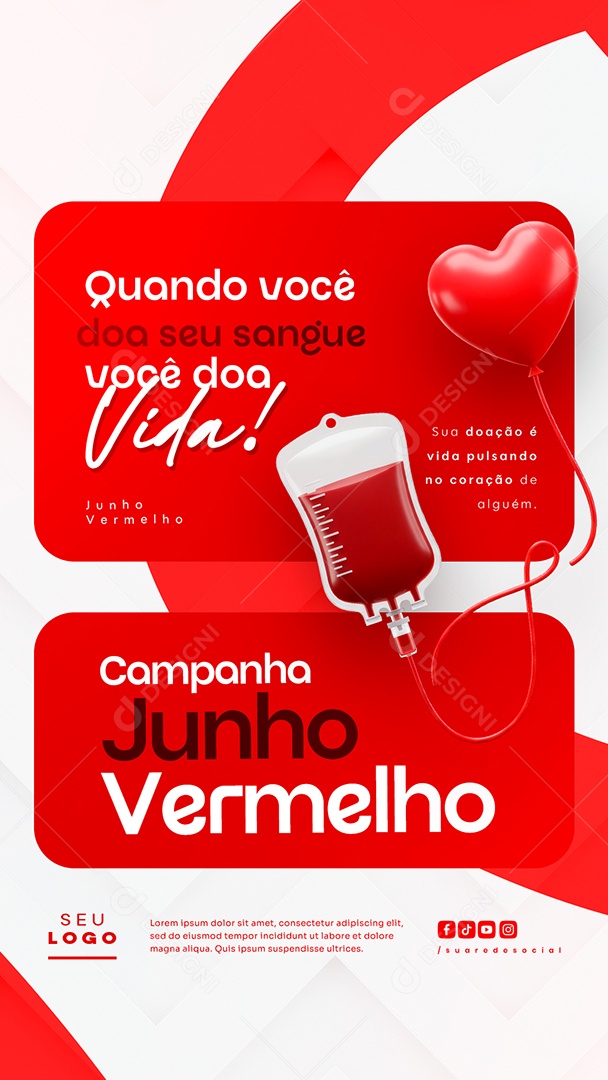Story Campanha Junho Vermelho Social Media PSD Editável
