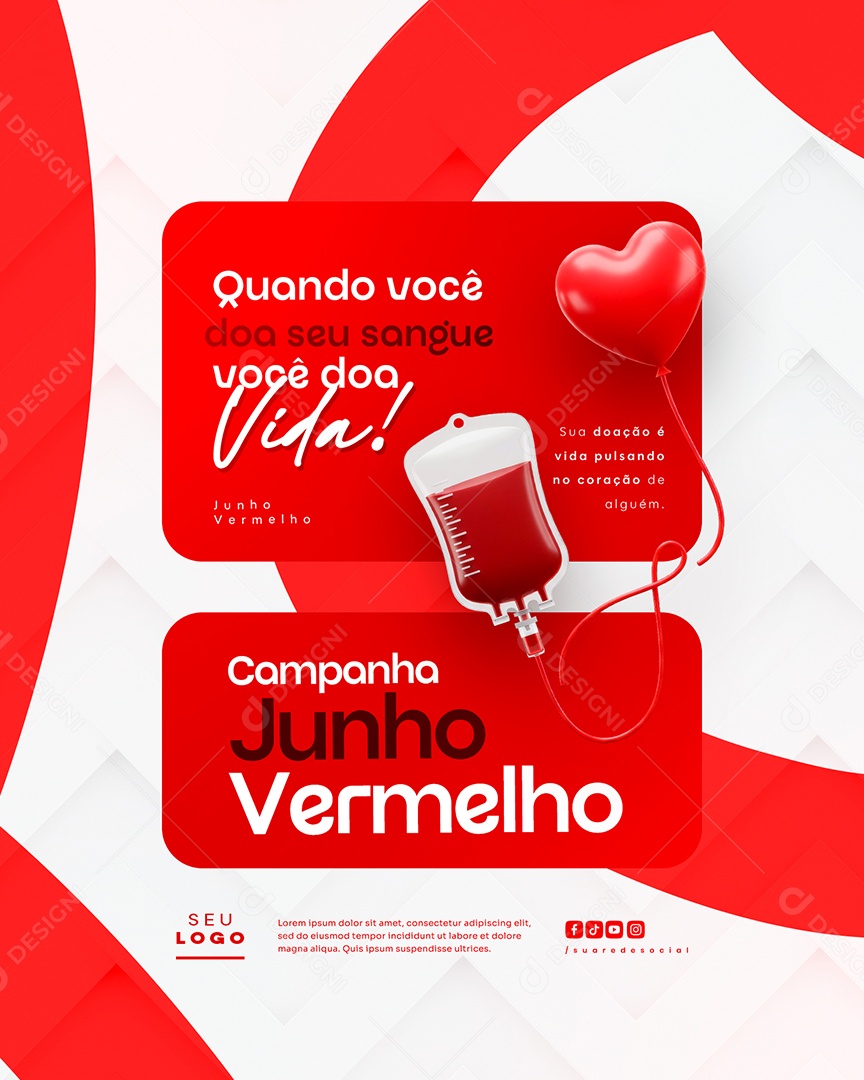 Campanha Junho Vermelho Social Media PSD Editável