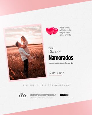 Feliz Dia dos Namorados 12 de Junho Social Media PSD Editável
