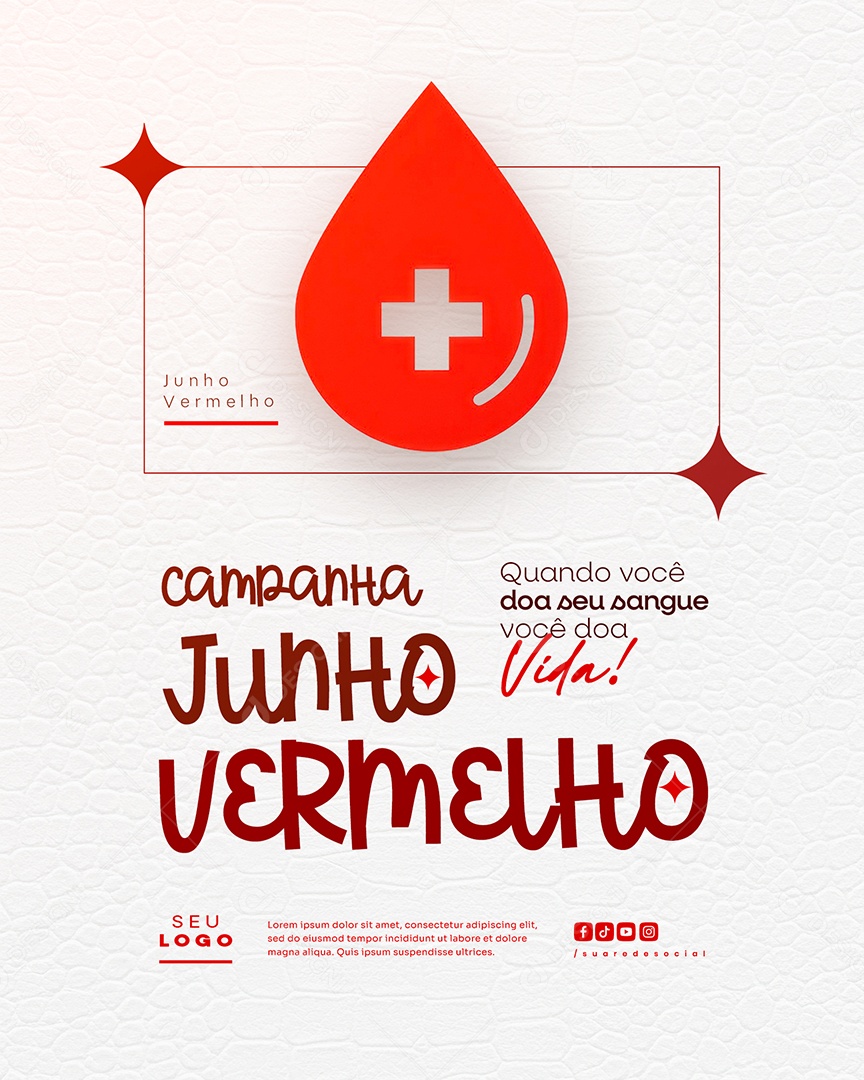 Campanha Junho Vermelho Social Media PSD Editável