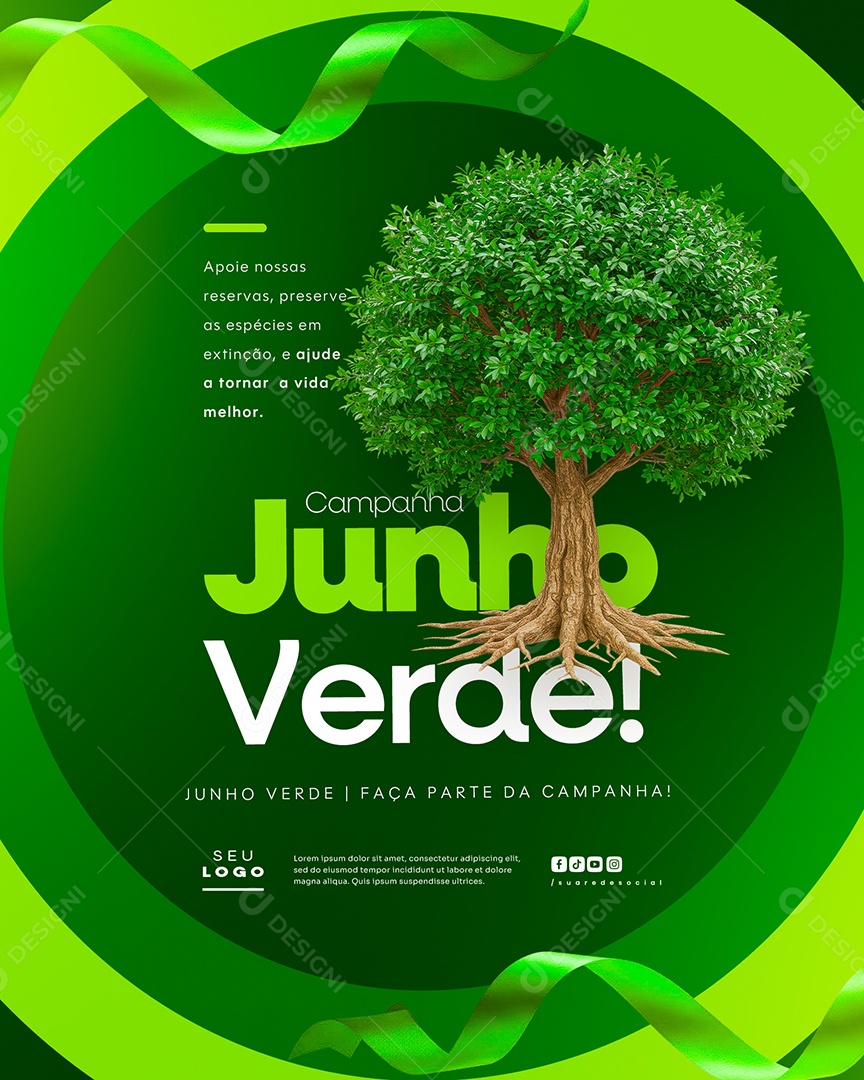 Campanha Junho Verde Social Media PSD Editável