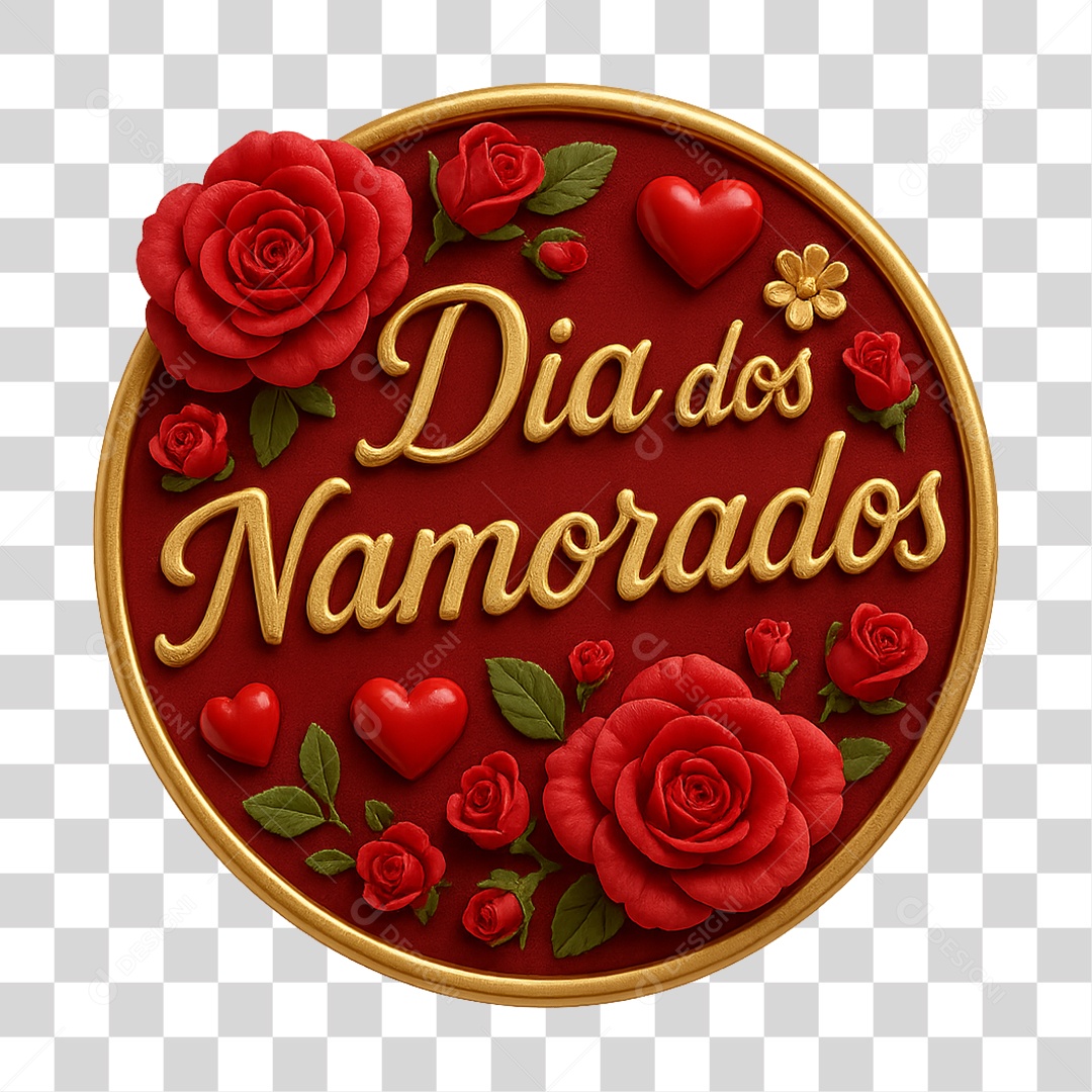 Selo 3D Dia dos Namorados PNG Transparente