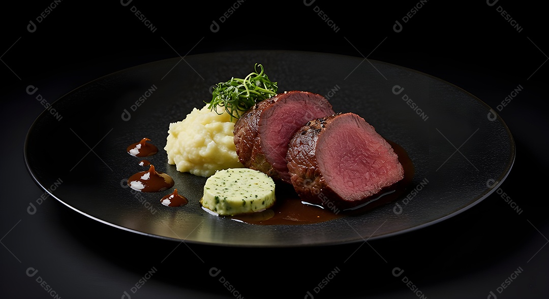 Carne assada em uma mesa concreto