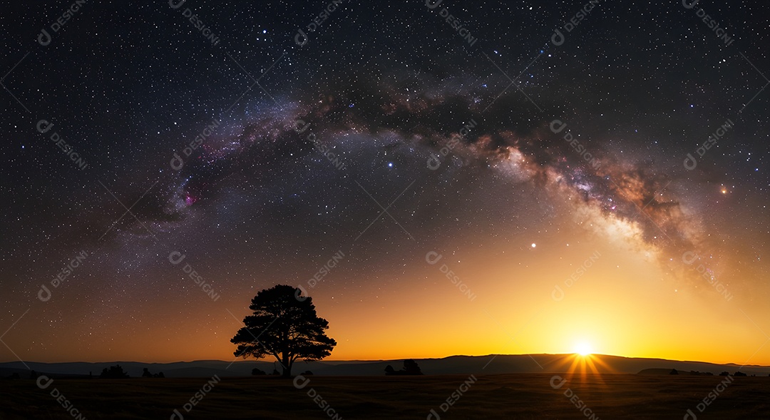 Linda paisagem de pôr do sol em uma floresta