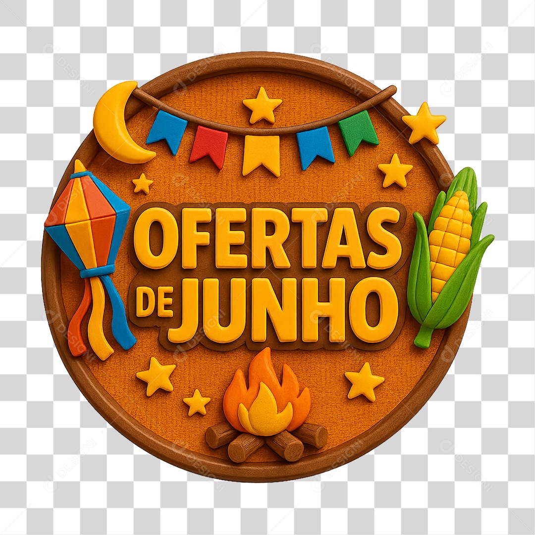 Selo 3D Ofertas de Junho PNG Transparente