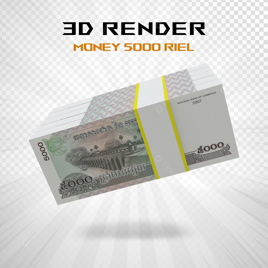 Elemento 3D Nota de 100 Dólar para Composição PSD