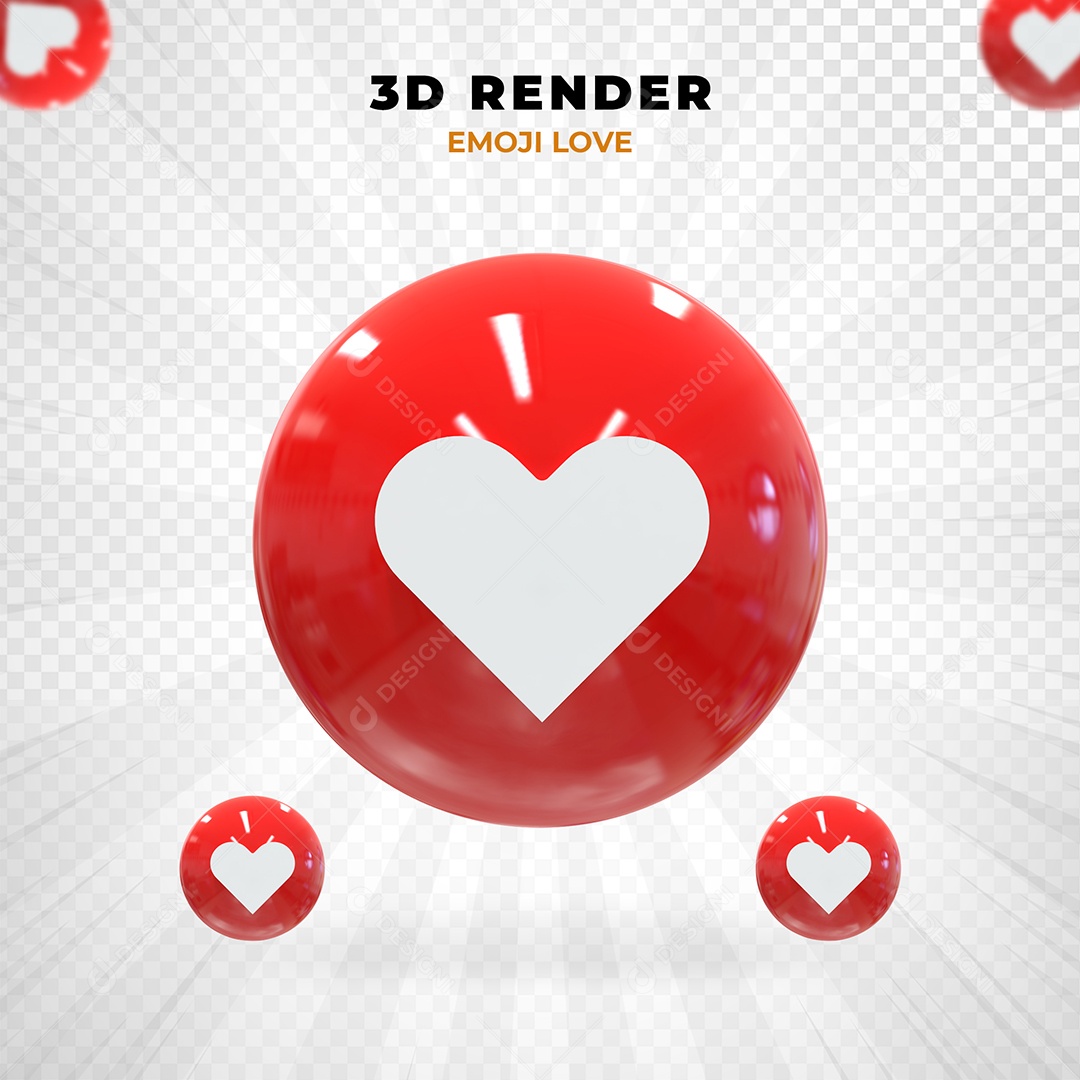 Elemento 3D Emoji De Coração para Composição PSD