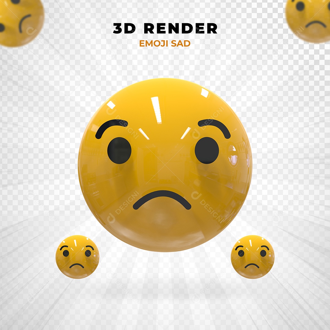 Elemento 3D Emoji Triste para Composição PSD