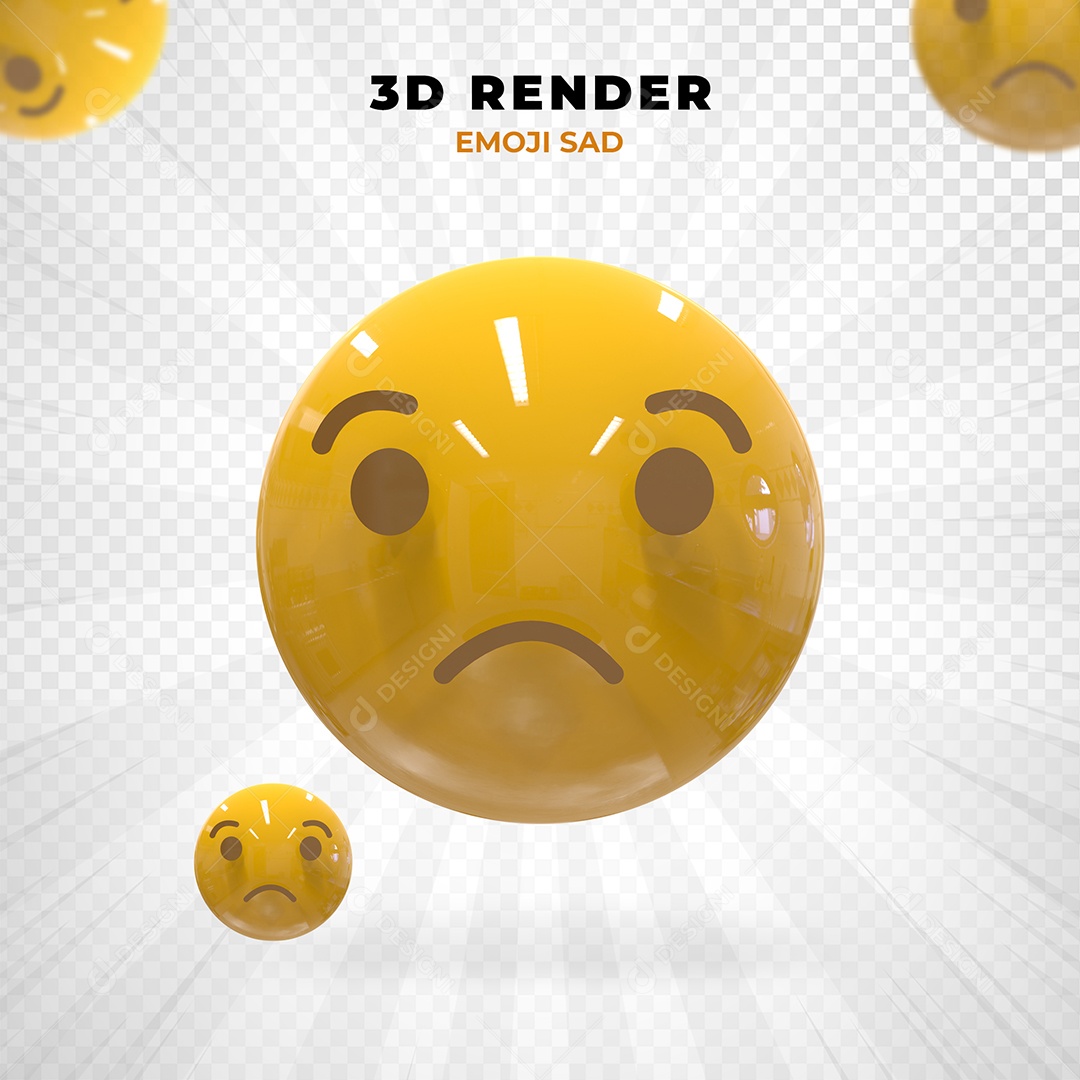Elemento 3D Emoji Triste para Composição PSD