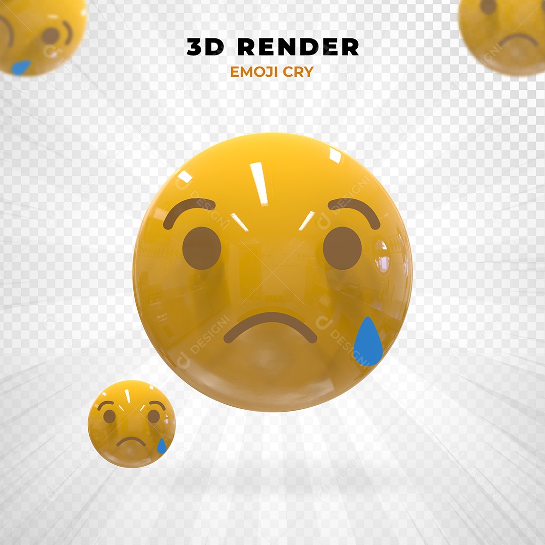 Elemento 3D Emoji Triste para Composição PSD