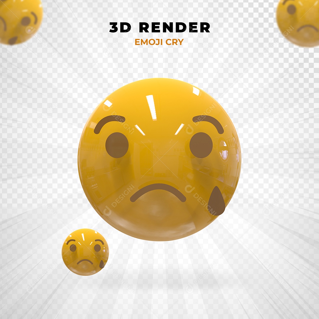 Elemento 3D Emoji Triste para Composição PSD