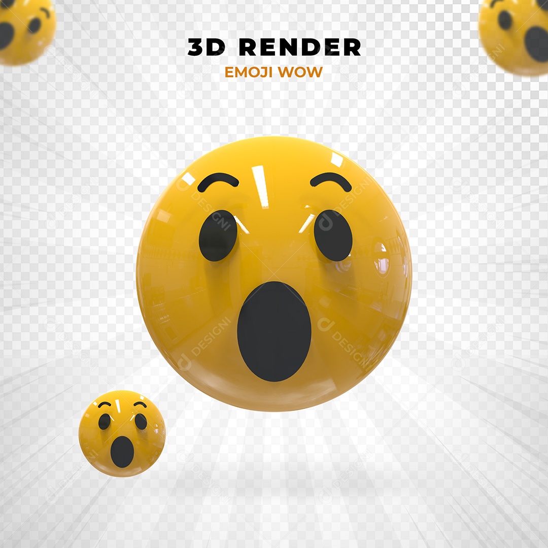 Elemento 3D Emoji Chocado para Composição PSD