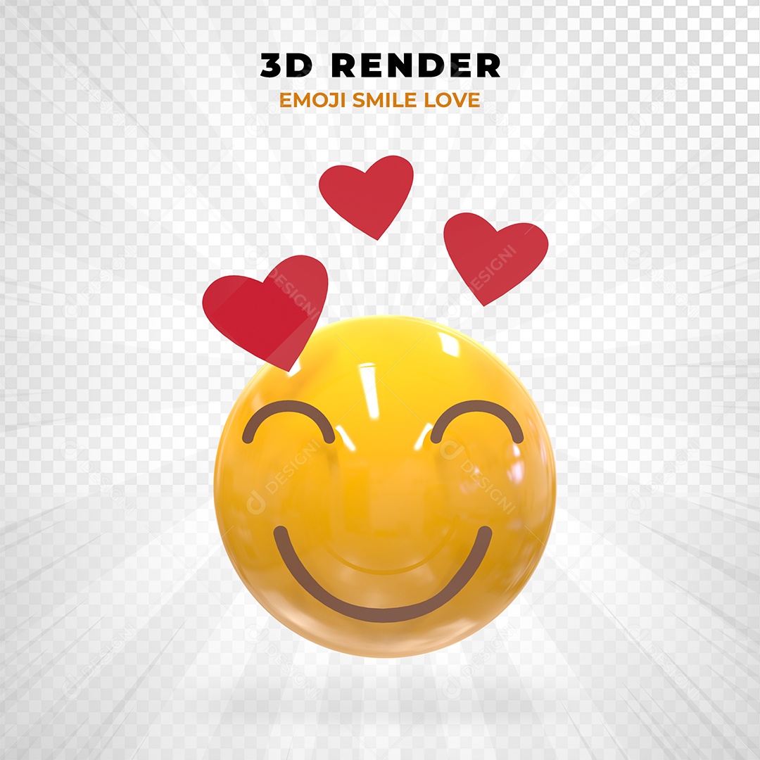 Elemento 3D Emoji Apaixonado para Composição PSD