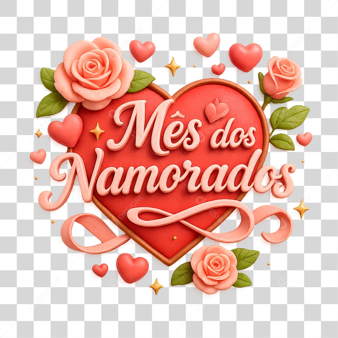Selo 3D Mês dos Namorados PNG Transparente