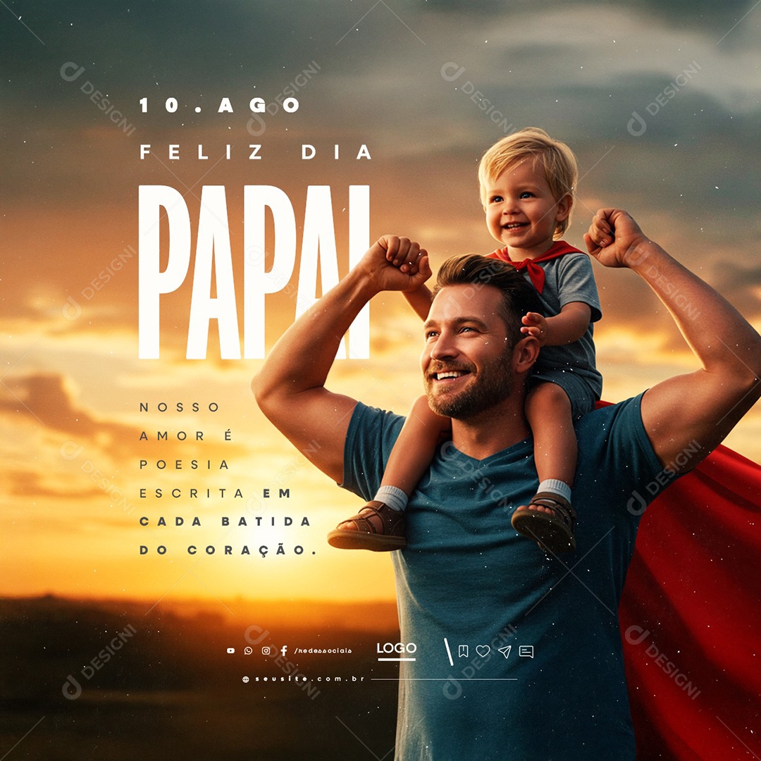 Feliz Dia Dos Pais 10 de Agosto Social Media PSD Editável