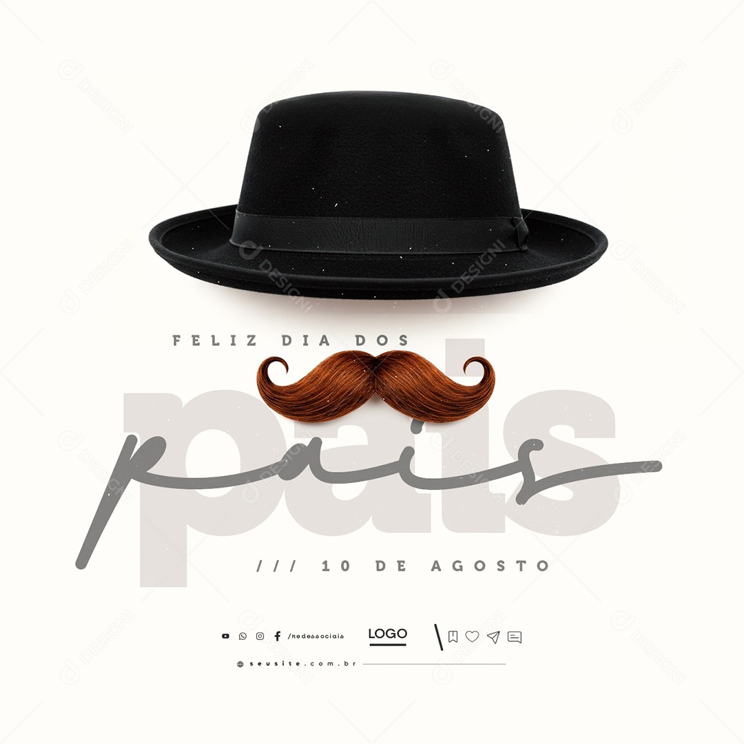 Feliz Dia Dos Pais 10 de Agosto Social Media PSD Editável