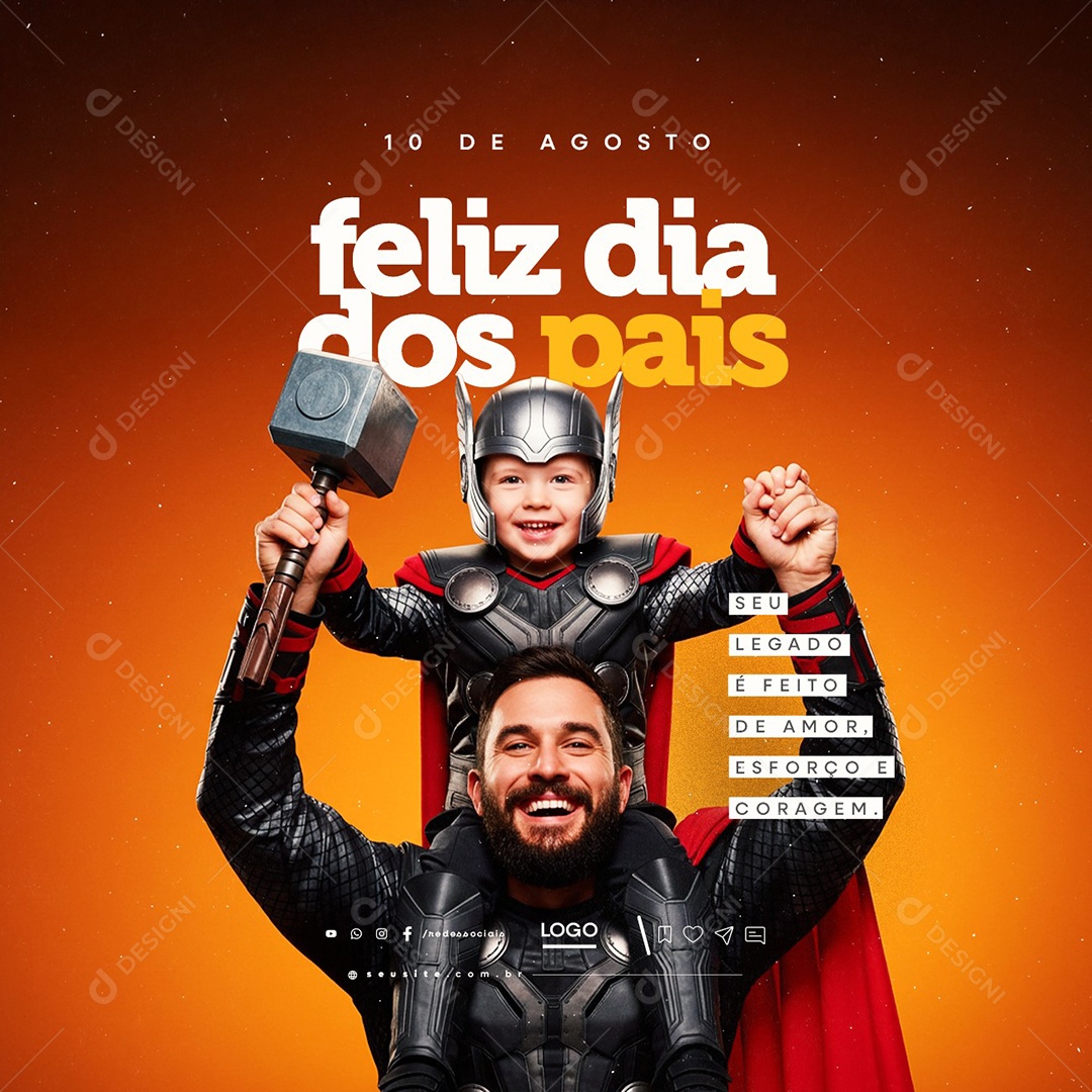 Feliz Dia Dos Pais 10 de Agosto Social Media PSD Editável