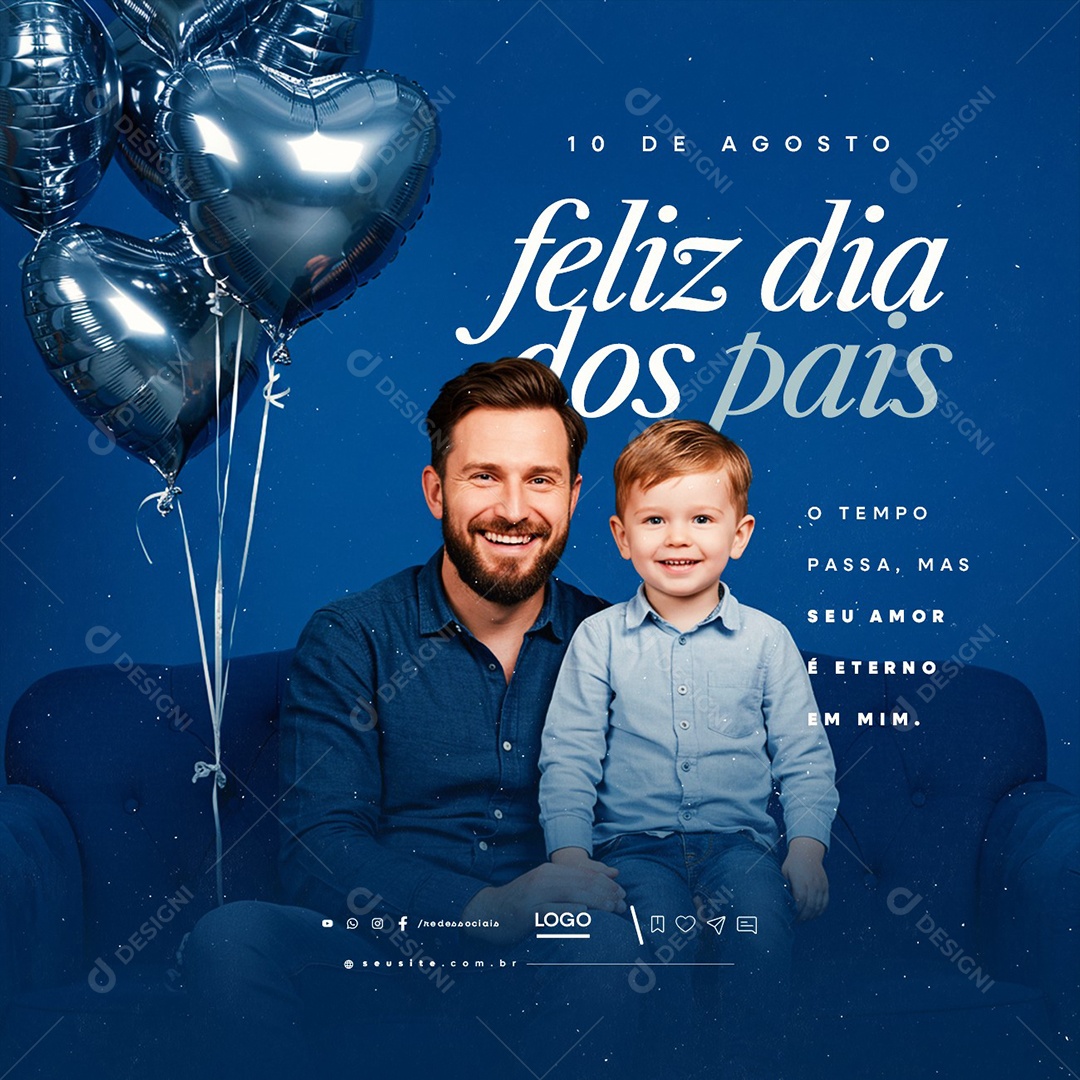Feliz Dia Dos Pais 10 de Agosto Social Media PSD Editável