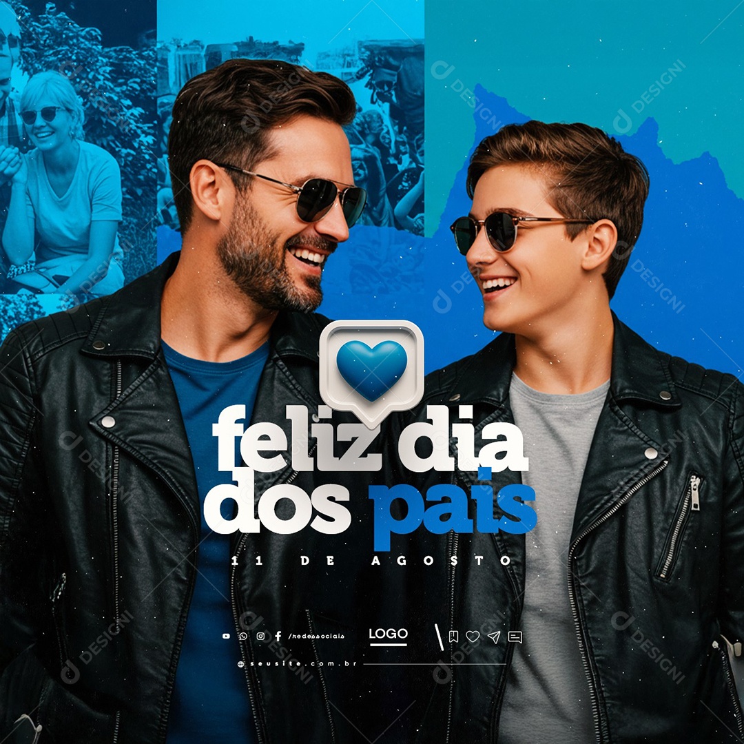 Feliz Dia Dos Pais 10 de Agosto Social Media PSD Editável