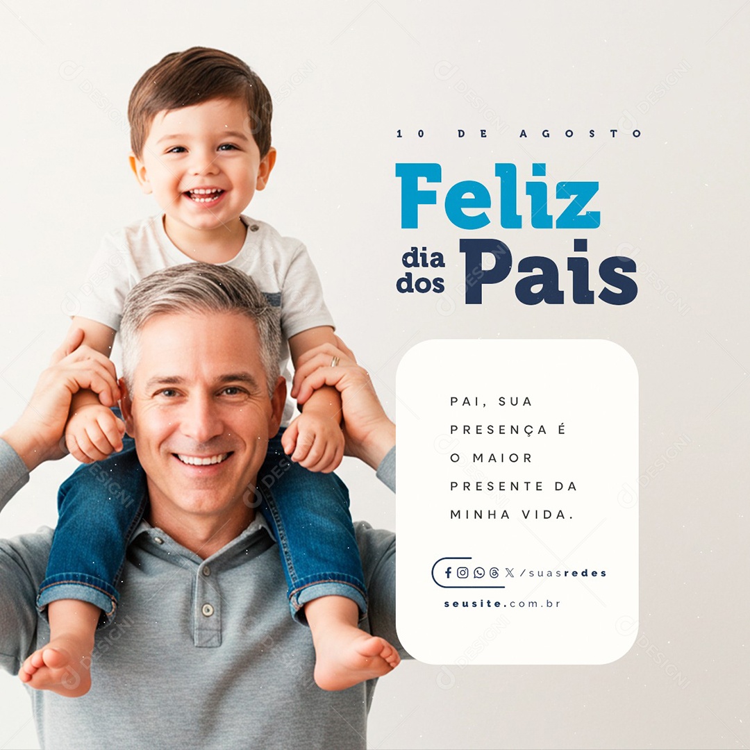 Feliz Dia Dos Pais 10 de Agosto Social Media PSD Editável