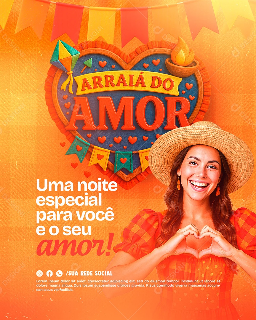 Arraiá do Amor São João Social Media PSD Editável