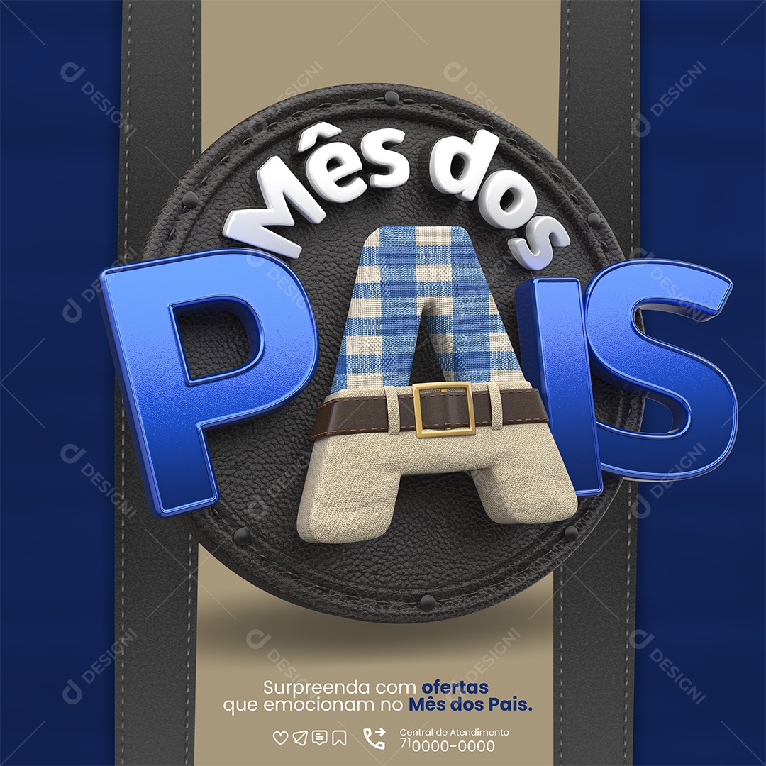 Mês dos Pais Selo 3D para Composição PSD