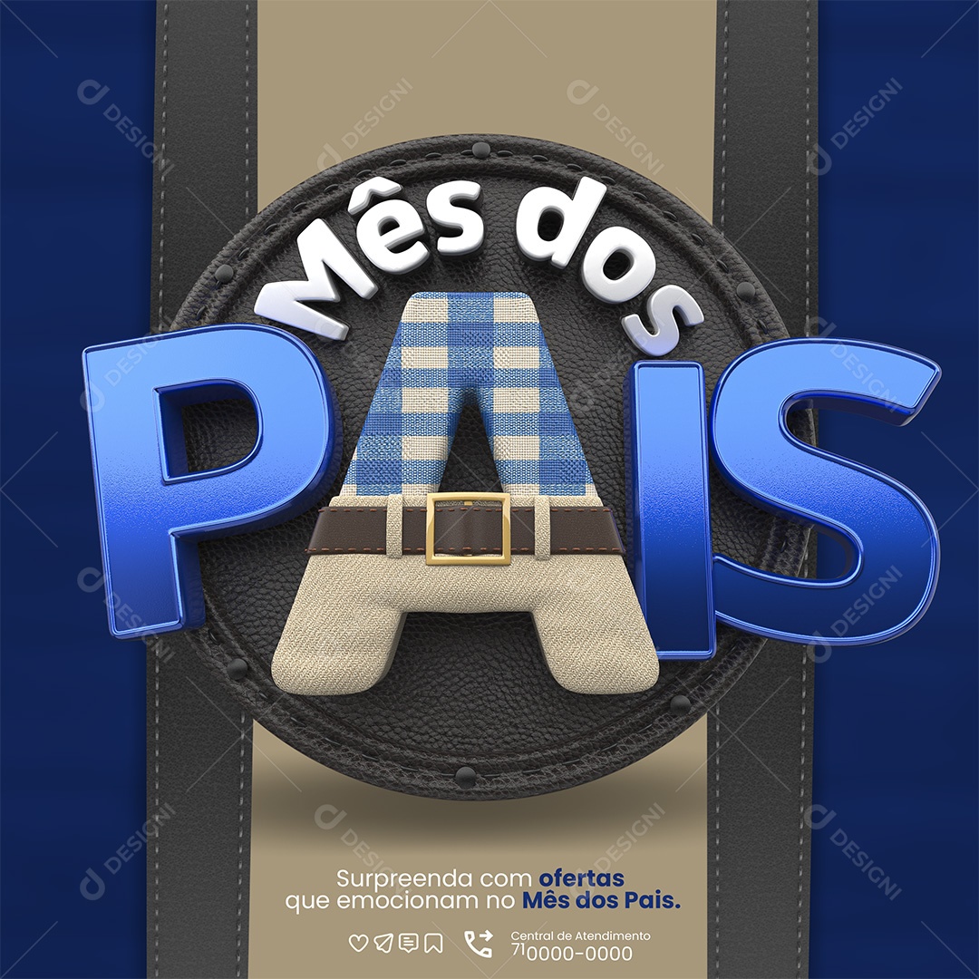 Mês dos Pais Selo 3D para Composição PSD