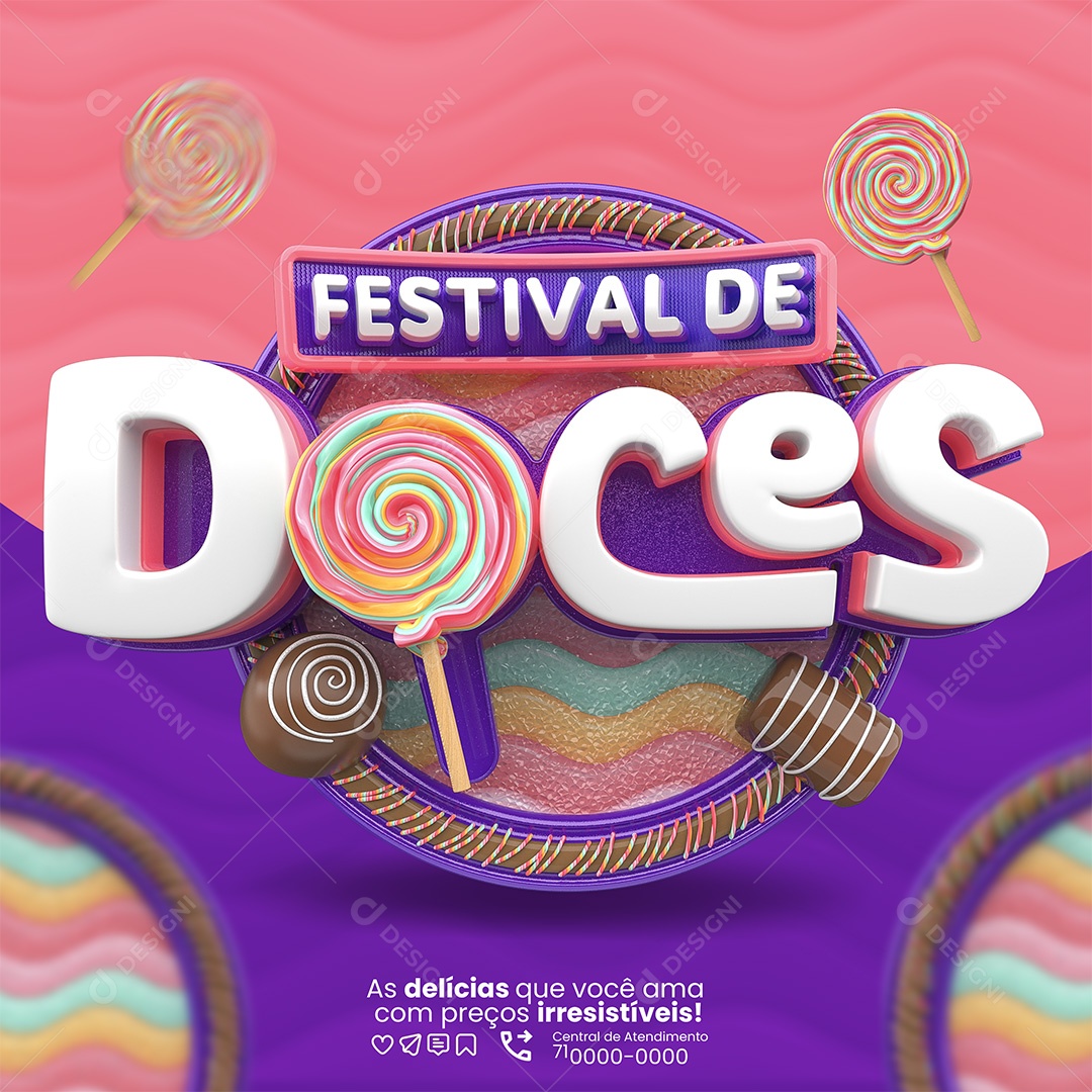 Festival De Doces Selo 3D para Composição PSD