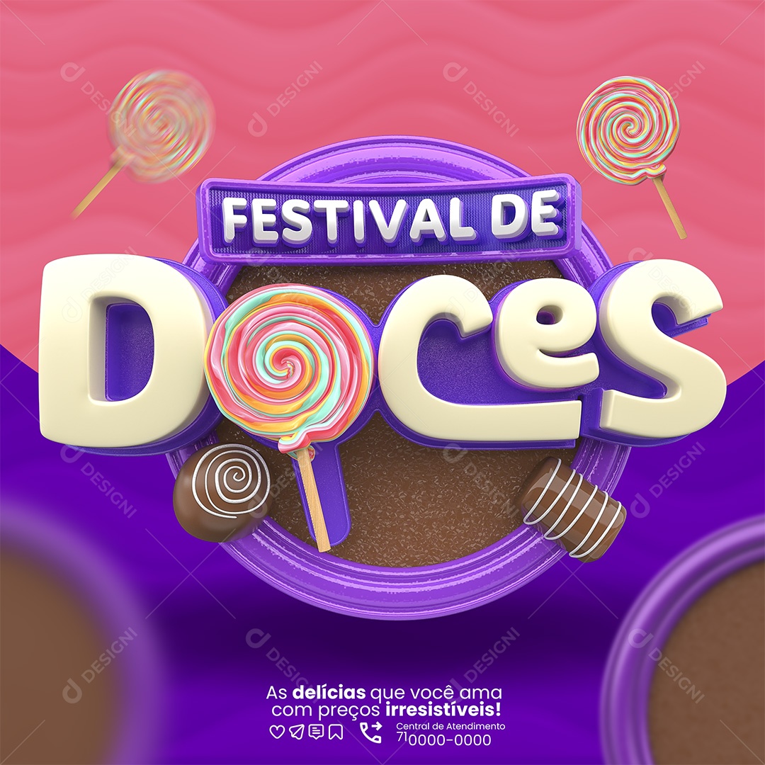 Festival De Doces Selo 3D para Composição PSD