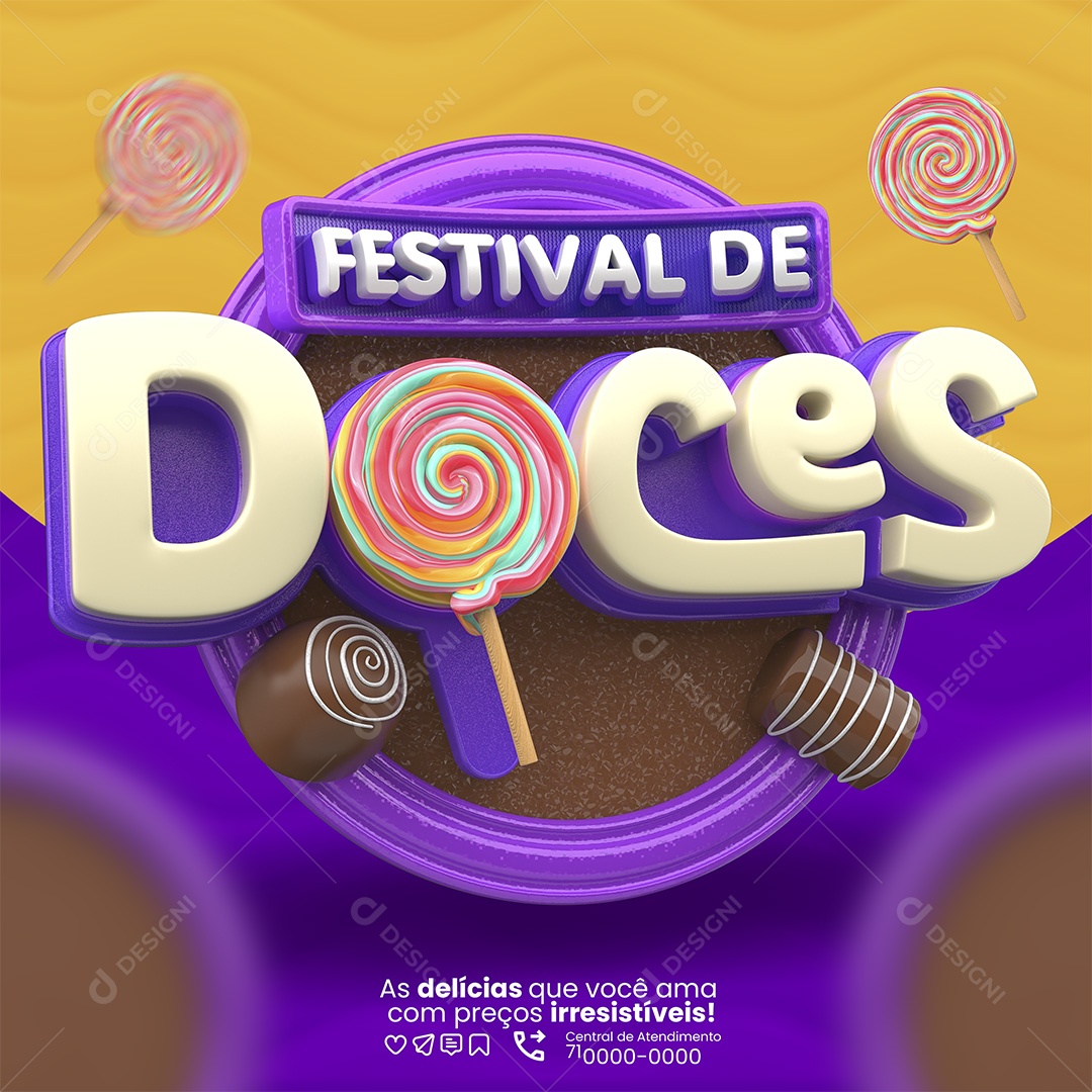 Festival De Doces Selo 3D para Composição PSD