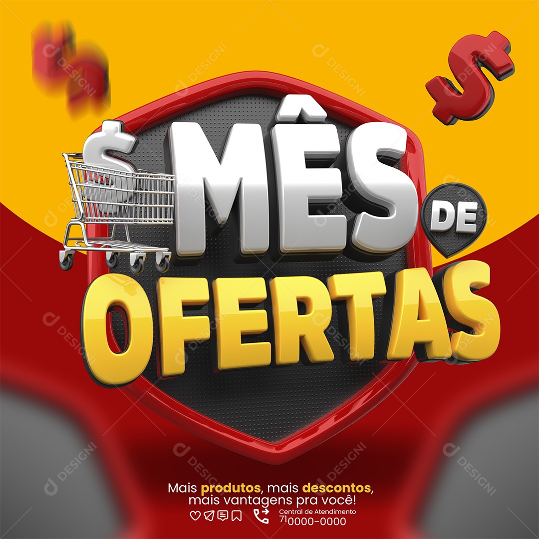 Mês De Ofertas Selo 3D para Composição PSD
