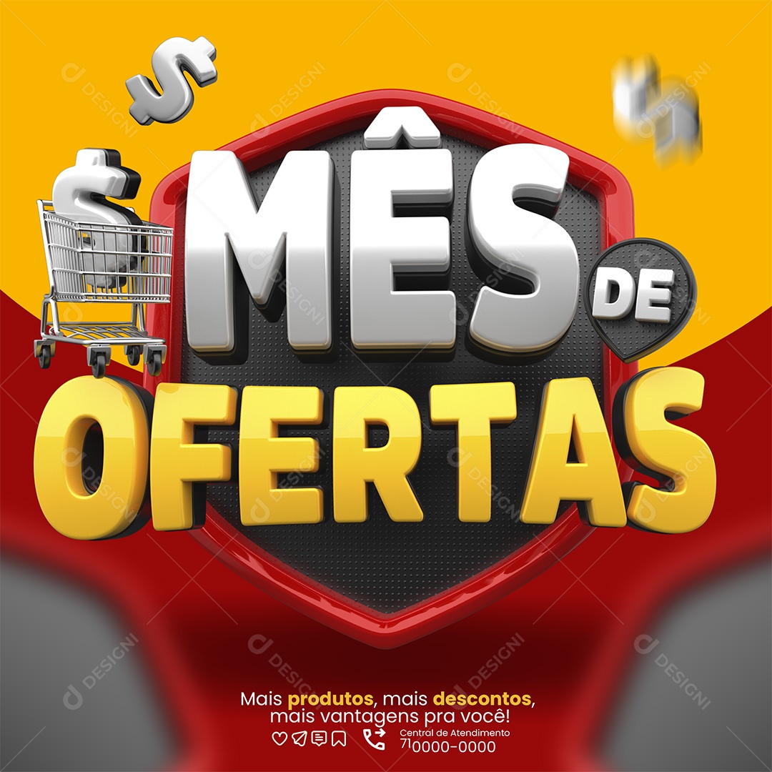 Mês De Ofertas Selo 3D para Composição PSD