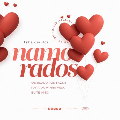 Feliz Dia dos Namorados 12 de Junho Social Media PSD Editável