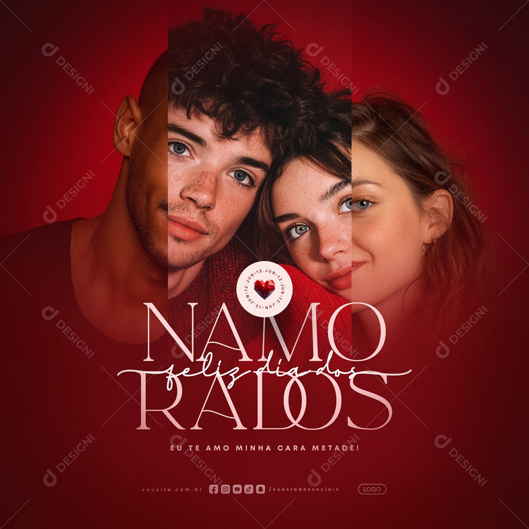 Feliz Dia dos Namorados 12 de Junho Social Media PSD Editável