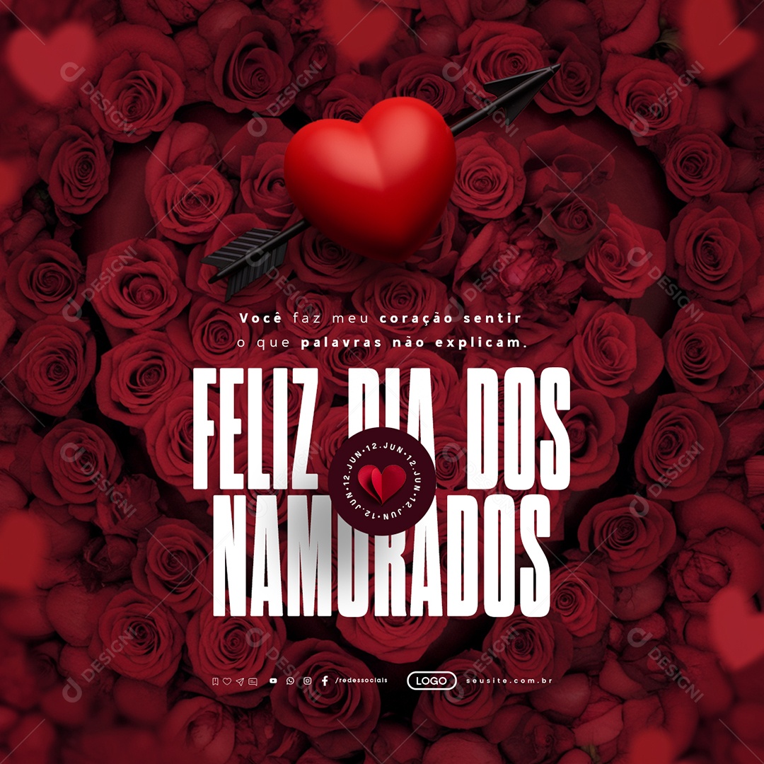 Feliz Dia dos Namorados 12 de Junho Social Media PSD Editável