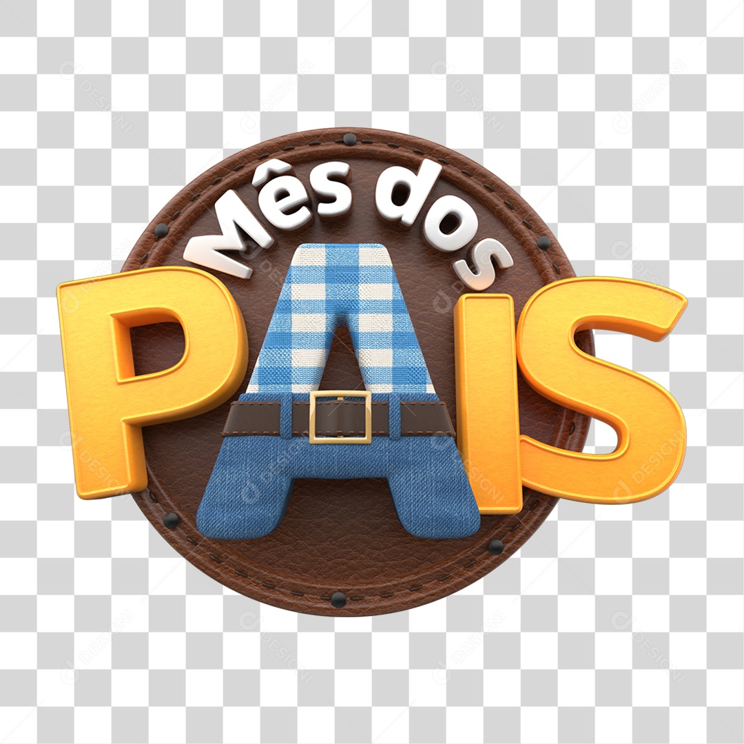 Selo 3D Mês dos Pais PNG Transparente