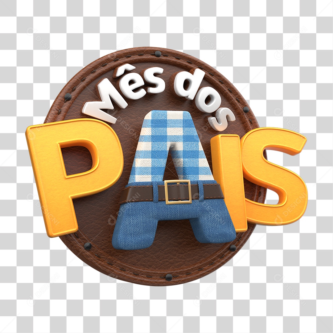 Selo 3D Mês dos Pais PNG Transparente