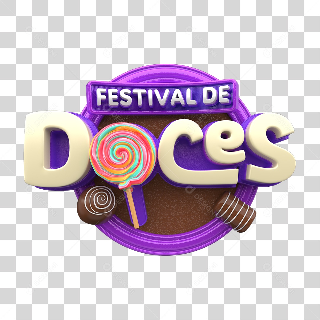 Selo 3D Festival de Doces PNG Transparente