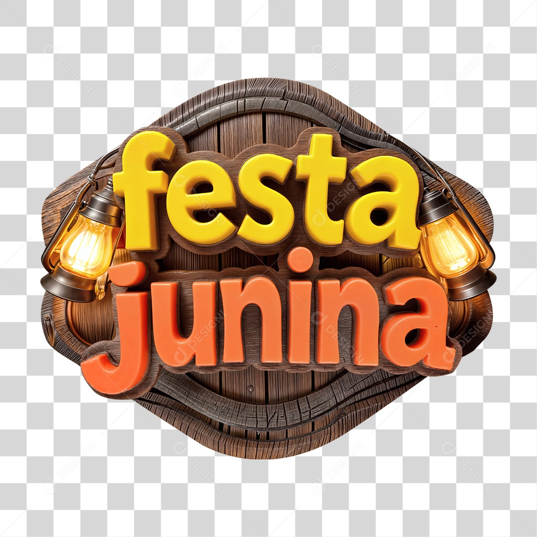 Selo 3D Festa Junina PNG Transparente