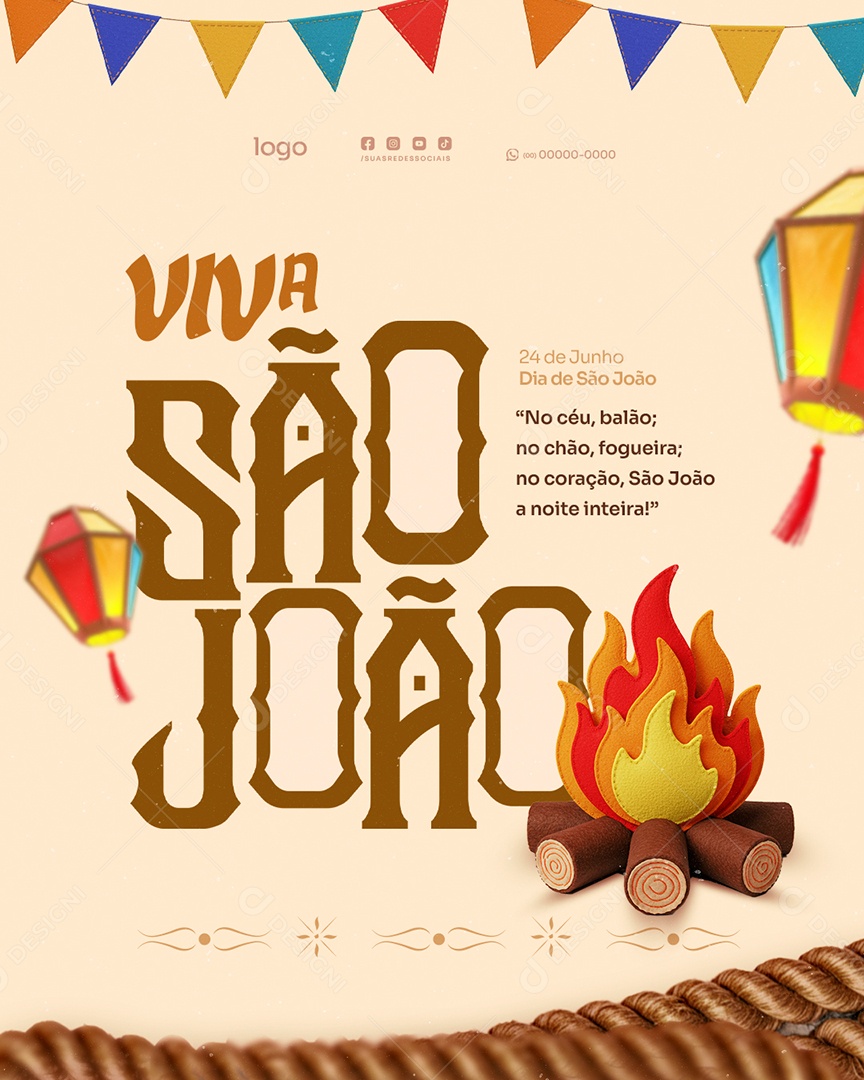 Dia de São João 29 de Junho Social Media PSD Editável