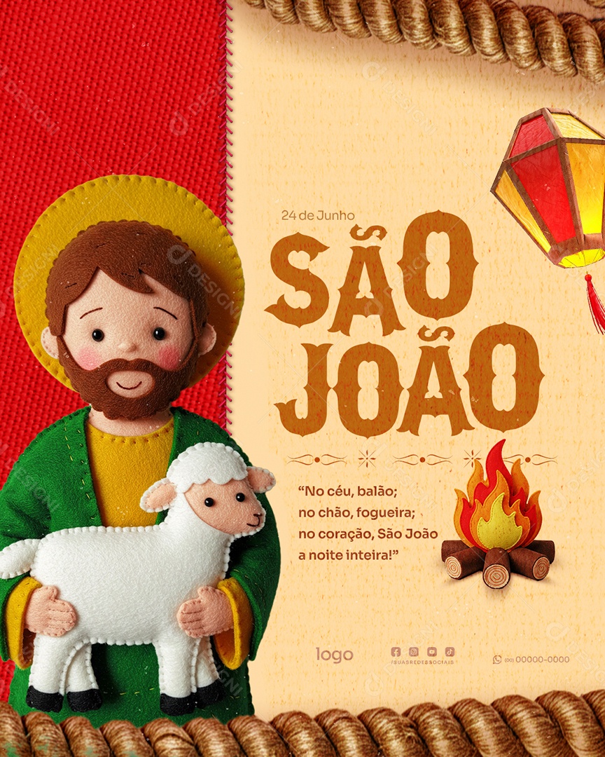 Dia de São João 29 de Junho Social Media PSD Editável
